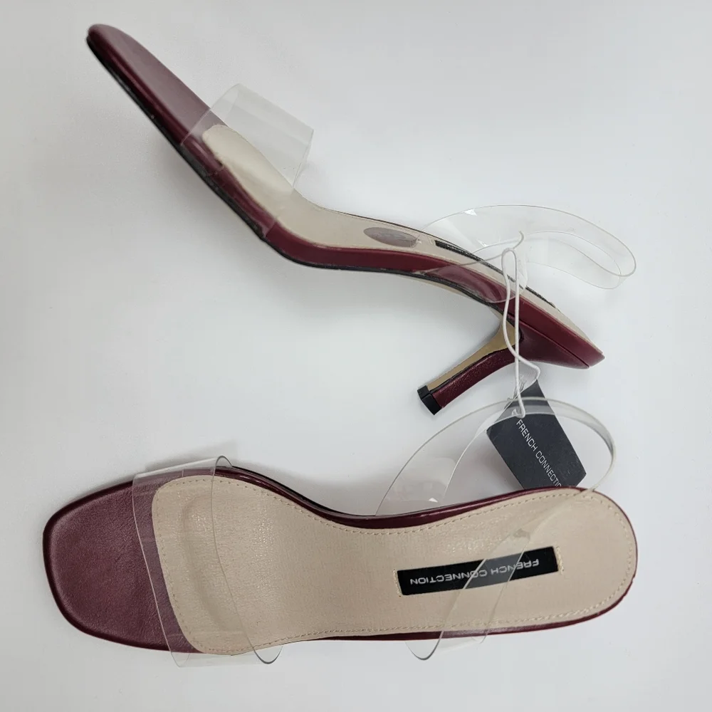French Connection Womens Tia Heeled Sandal Red Clear Straps Heels Different Sz. - Picture 5 of 15